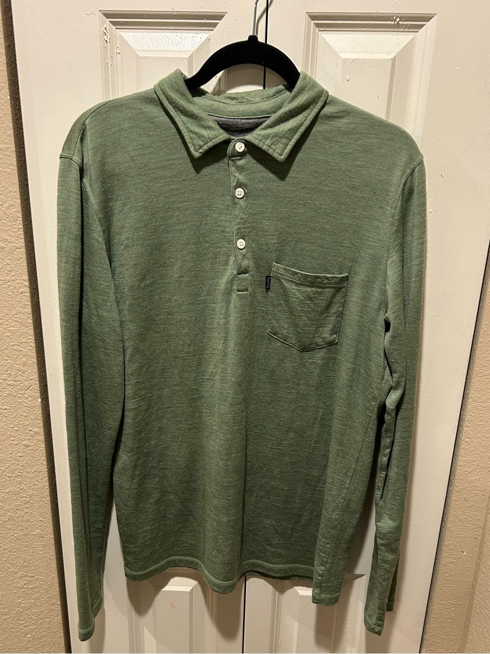 Wooly Merino Wool Polo Shirt Long Sleeve , size M